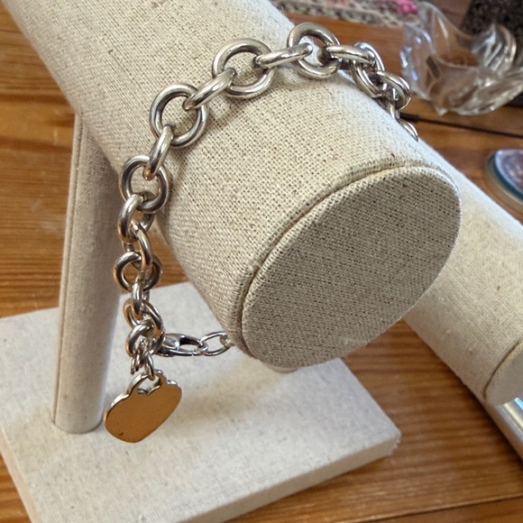 Tiffany & Co. Jewelry - Tiffany and Co 925 Sterling Blank Heart Charm Bracelet, authentic, 7 1/2”